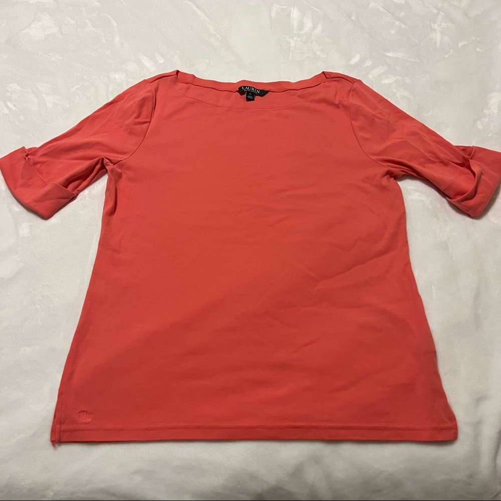 Lauren by RL.  Top with 1/2 sleeves w/ rolled cuff. XL